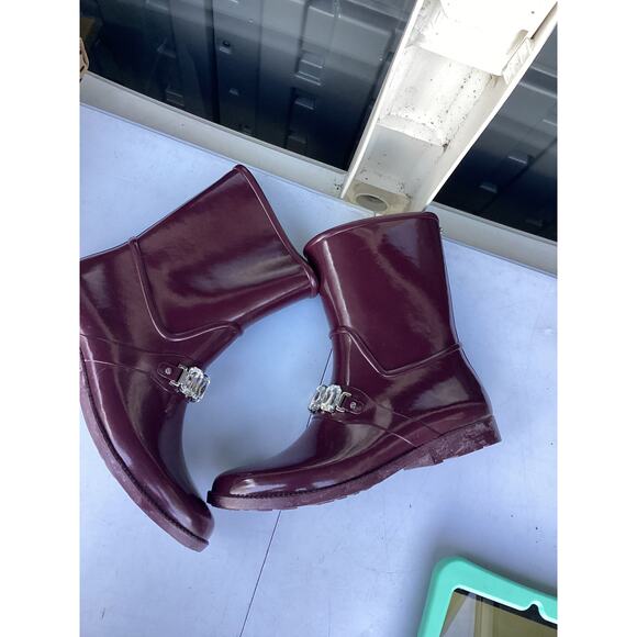 Michael Kors Leslie Rainboot Plum Size 10 - Picture 2 of 5